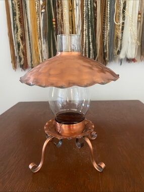 Gregorian Copper Scalloped Decorative Candle Holder Set -
